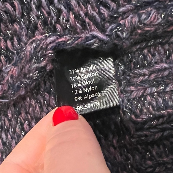 Berretti Cable Knit Cardigan Sweater Italy Purple Medium M Cotton Wool Alpaca - Picture 9 of 11